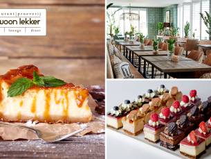 Cheesecake naar keuze + warme drank of 4 taartpunten of 6 petitfours bij Gewoon lekker