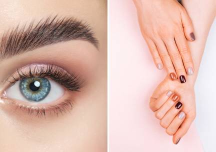 Wimper- of wenkbrauwbehandeling naar keuze of acrylnagels