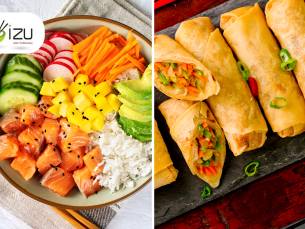 PokÃ©bowl + 8 miniloempia's met chilisaus voor afhaal bij Restaurant IZU