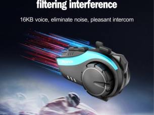 Hysnox HY-02 Motorradhelm Intercom BT5.0 Freisprecheinrichtung Vollduplex für Sechs Motorradfahrer 2000M Reichweite IP65 Wasserdicht Staubdicht mit Mikrofon