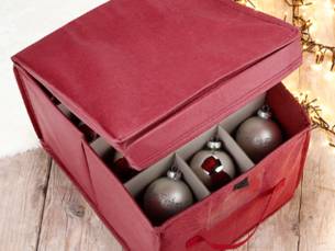 HI Kerstballen Opbergdoos - Opbergbox - Voor 24 Kerstballen - Rood