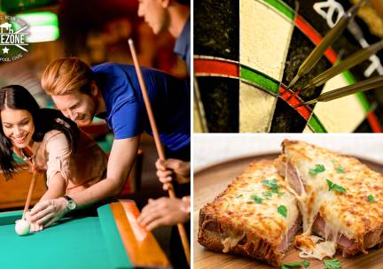 Poolen (1 of 1,5 uur) + evt. darten (1 uur) + tosti's of bier naar keuze + nootjes