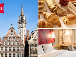 Overnachting voor 2 + welkomstdrankje + ontbijt in hartje Gent