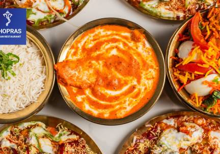 Indiase thali of 3-gangen keuzediner bij Chopra´s Indian Restaurant