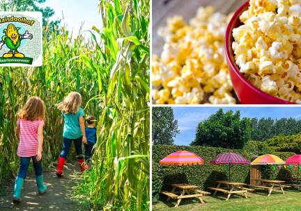 Entree maisdoolhof + popcorn + pakje drinken, koffie of thee
