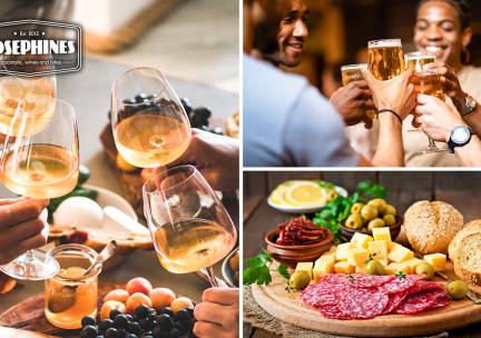 High wine, beer of cocktail met uitgebreid borrelplateau