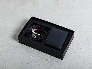 Geschenkset Portemonnee (Bruin) met Omkeerbare Leren Riem (Zwart/Bruin)