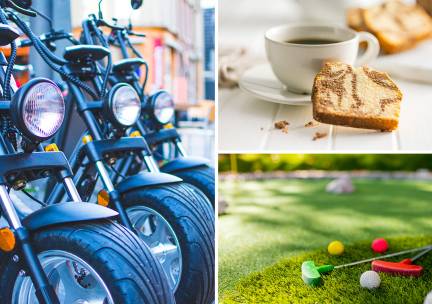 Huur e-choppertrike (driewieler) (3u of dag) + koffie/thee + cake + evt. broodje kroket + minigolf