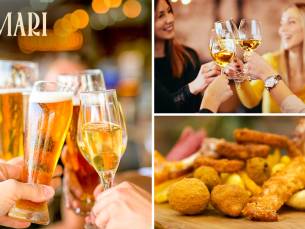 Borrelmix (8 stuks) met 3 glazen wijn of bier bij Amari in hartje Groningen