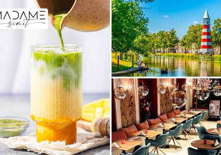 Matcha met een smaakje + melk naar keuze bij Madame Simit