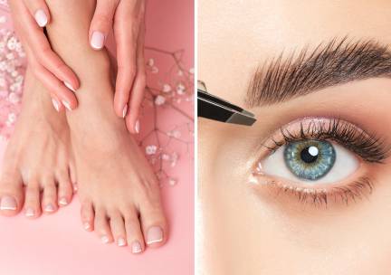 Pedicurebehandeling en/of wenkbrauwen epileren of harsen