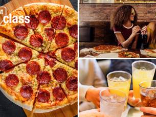 Pizza + frisdrank voor afhaal of dine-in bij First Class