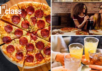 Pizza + frisdrank voor afhaal of dine-in bij First Class