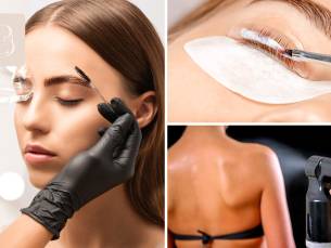 Henna brows, brow lamination, Korean wimperlift + verven of spray tan