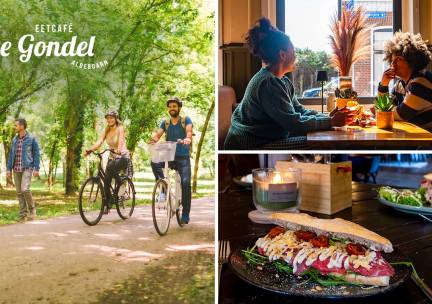 Wandel- of fietsarrangement incl. koffie/thee + gebak + 2-gangenlunch bij EetcafÃ© de Gondel