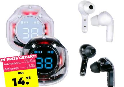 Draadloze TWS Oordopjes Doorzichtig - Vandaag 1+1 GRATIS! ...