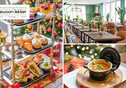 Kerst-high tea voor afhaal of high tea + bubbels + dessert bij Gewoon Lekker