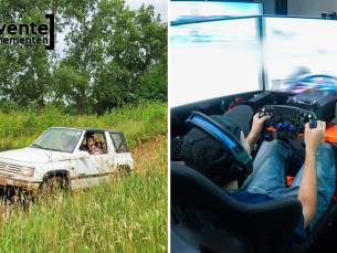30 of 60 min off-road rijden in een 4x4 Jeep + evt. 2 heats F1 Sim Racing