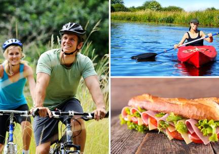 Huur kano, e-bike of mountainbike + broodje + drankje