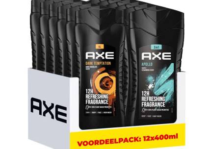 12x400ml Axe 3-in-1 Douchegel - 12 Uur Lang Een Heerlijke Geur! ...