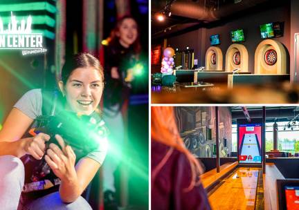 Lasergamen (2x10 min) of shuffle (1 uur) + smartdarts (1 uur) voor 4 tot 10 personen