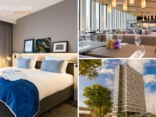 Overnachting voor 2 + ontbijt + evt. welkomstdrankje + 3-gangendiner of spa in Amsterdam