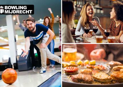 1 uur bowlen (4 t/m 12 personen) + onbeperkt grillen