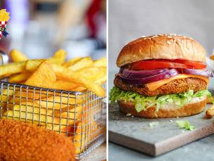Friet + saus + frisdrank + snack of luxe burger naar keuze of snackpakket voor 4 personen