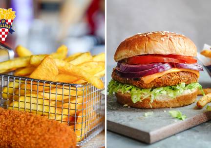 Friet + saus + frisdrank + snack of luxe burger naar keuze of snackpakket voor 4 personen