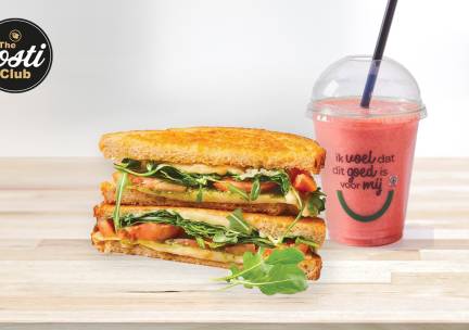 Tosti + warme drank of smoothie naar keuze voor afhaal bij The Tosti Club