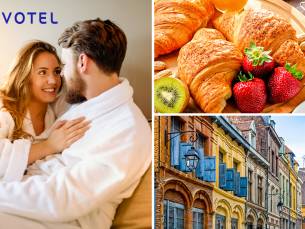 Overnachting voor 2 + ontbijt + late check-out in hartje Lille