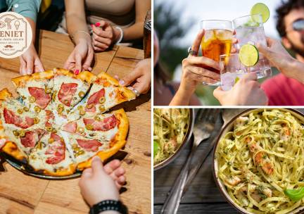 Pizza, pasta of kapsalon naar keuze + drankje