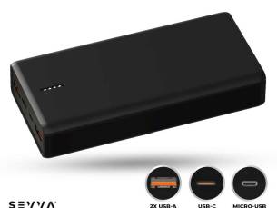 SEVVA&reg; 20.000 mAh Powerbank met Snelladen - Tot 6x Telefoon Opladen! ...
