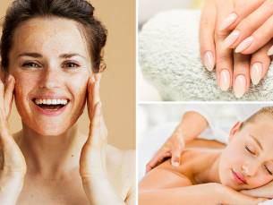 Gezichtsbehandeling (45 min) + evt. manicurebehandeling (30 min) of massage (30 min)