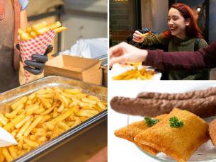 Frietkar voor 30 personen op locatie + onbeperkt friet, snacks en sauzen (1,5 uur)