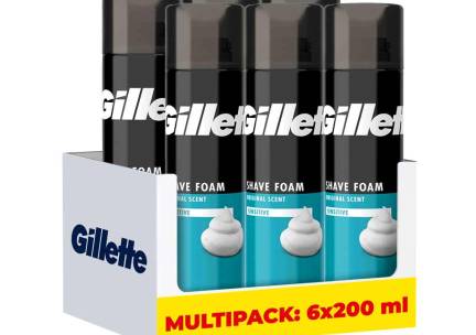 6x200ml Gillette Sensitive Shave Foam - Met Aloë Voor De Gevoelige Huid! ...