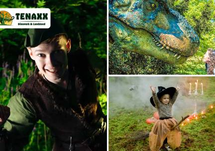 Entree + snackmenu of  sp(r)ookjestocht bij Tenaxx Dinopark & Landgoed