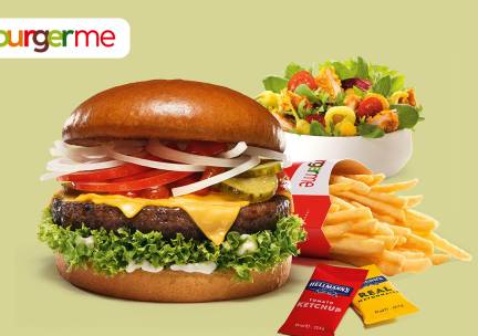 Burger naar keuze + friet + evt. snack of salade voor afhaal bij burgerme Den Bosch