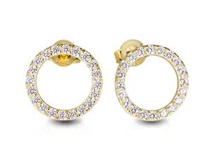 Zirkonia Ohrstecker Kreis Silber vergoldet