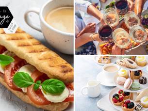 Panini of tosti met warme drank, high tea of high wine/beer aan de Piushaven