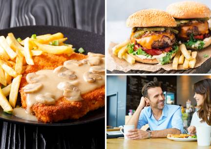 Burger of schnitzel + patat + rauwkost voor afhaal bij Cafetaria Het Bijvank Enschede