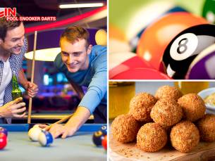 Poolen of snooker (1 of 2 uur) met 2 tot 8 pers. + bitterballen