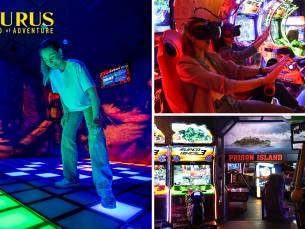 'De vloer is lava'-spel + 3 arcadedollars of Cosmic Bowling (1 uur) + bittergarnituur