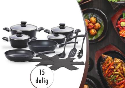 Magnani Pannenset zwart 15-delig