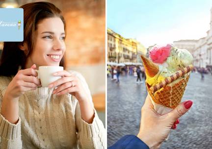 3 bolletjes ijs met slagroom + warme drank of 4 bolletjes ijs met slagroom bij IJssalon Marena