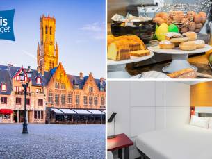Overnachting voor 2 + ontbijt + late check-out nabij Brugge