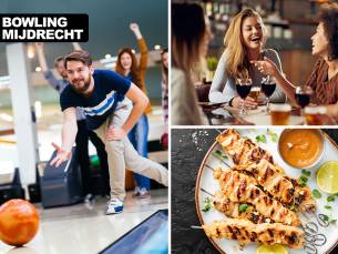 1 uur bowlen (4 t/m 12 pers) + kipsatÃ© + friet + salade