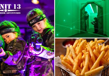 Lasergame (1 of 2 uur) evt. met Laser Maze (1 uur) + friet
