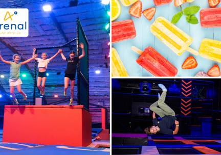 Toegang trampolinepark (1 of 2 uur) + sokken + ijsje + drankje