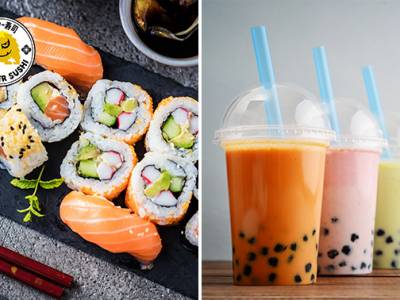 Afhalen: sushibox (18, 20 of 40 stuks) + evt. bubble tea